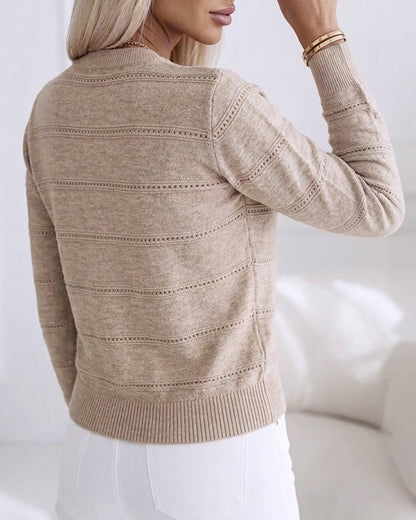 CHICMELIVE Womens Pearl Beaded Knit Cardigan Long Sleeve Cropped Sweater