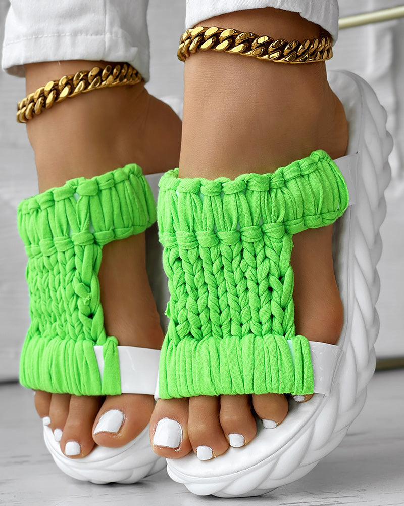 Braided Cutout Round Toe Casual Slippers