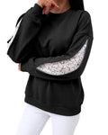 CHICMELIVE Oversized Sweatshirt for Women Lace Sleeve Cutout Fall Pullover