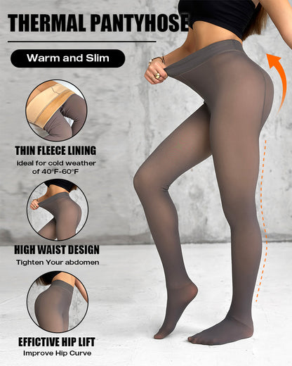 ChicMe ShapeLift 2-Piece Magic Fleece Lined Leggings Tight Thin Fleece Thermal Pantyhose Warm Leggings£¨Size Regular/Large/Extra Large£©