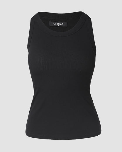 ChicMe Built-in Bra 2 Piece Athletic Tank Tops for Women Ribbed Tank Top