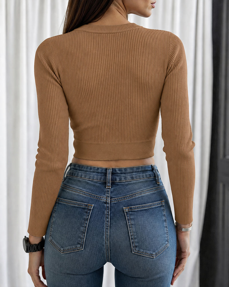 CHICMELIVE Rhinestone Sweaters for Women Ribbed Knit Crop Top