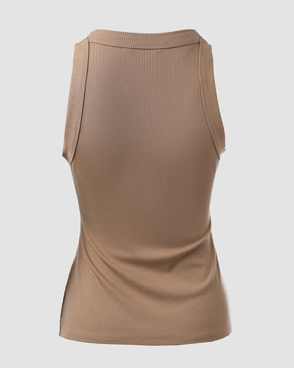 O-Neck Sleeveless Basic Slim Fit Skinny Tank Casual Top(Without Pads)