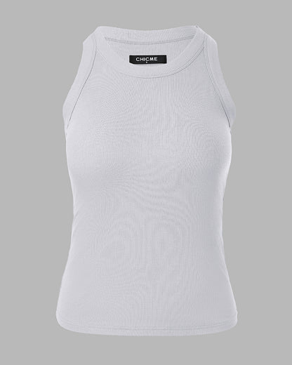 ChicMe Built-in Bra Ribbed Round Neck Tank Top