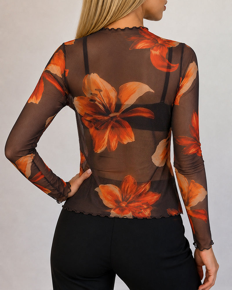 CHICMELIVE Womens Sheer Mesh Tops Going Out See Through Shirt