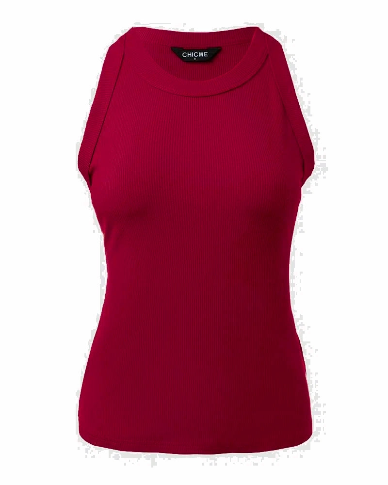 CHICMELIVE Women's High Neck Ribbed Tank Top Cami