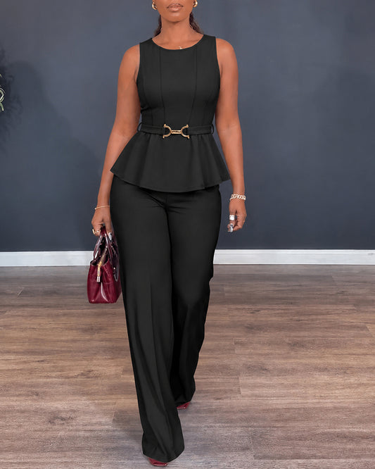 CHICMELIVE Women's 2 Piece Sets Sleeveless Vest and Wide Leg Pants Tracksuit