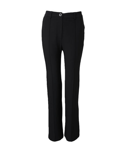 Zipper Fly High Waist Straight Leg Work Trousers Casual Elastic Back Waist Seam Front Business Pants