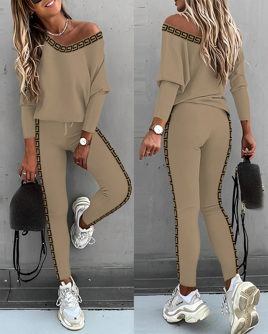 Geo Tape Patch Gigot Sleeve Top & Pants Set