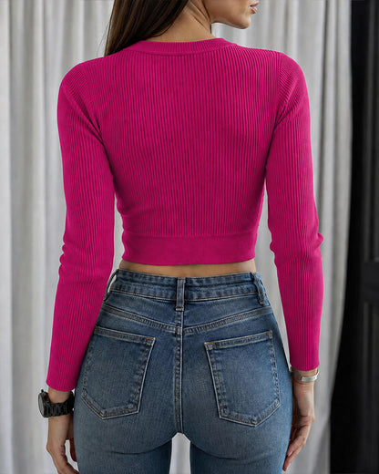 CHICMELIVE Rhinestone Sweaters for Women Ribbed Knit Crop Top