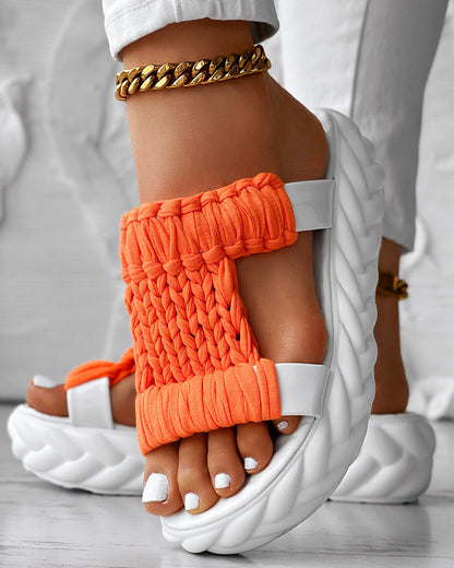Braided Cutout Round Toe Casual Slippers
