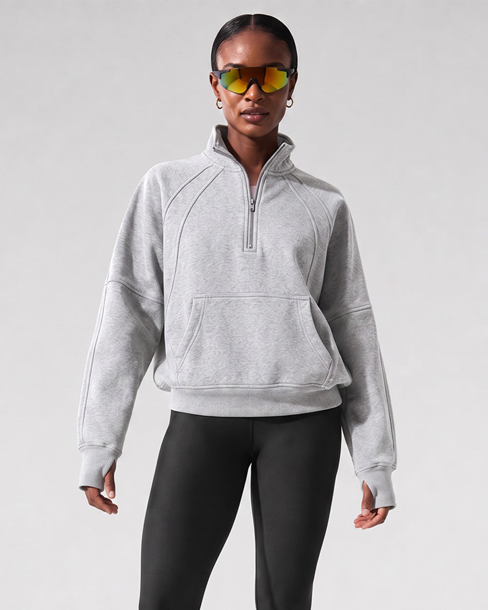 CHICMELIVE Women's Half Zip Sweatshirt Stand Collar Pullover with Pockets