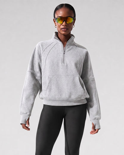 CHICMELIVE Women's Half Zip Sweatshirt Stand Collar Pullover with Pockets