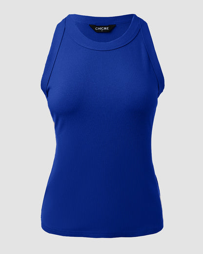 O-Neck Sleeveless Basic Slim Fit Skinny Tank Casual Top(Without Pads)