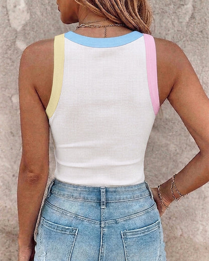 CHICMELIVE Womens Sleeveless Ribbed Built in Bra Tank Top-Lighted Blue-X-Large