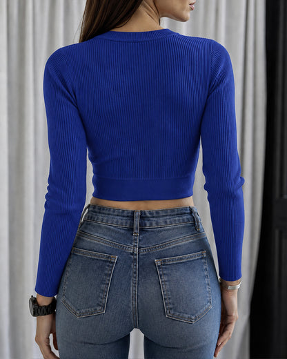 CHICMELIVE Rhinestone Sweaters for Women Ribbed Knit Crop Top