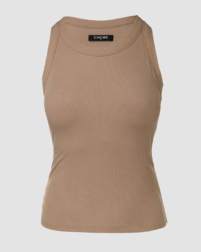ChicMe Built-in Bra 2 Piece Athletic Tank Tops for Women Ribbed Tank Top