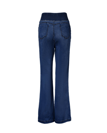 ChicMe CurveEase Back Shirred Button Front High Waist Jeans Skinny Flared Denim Jeggings