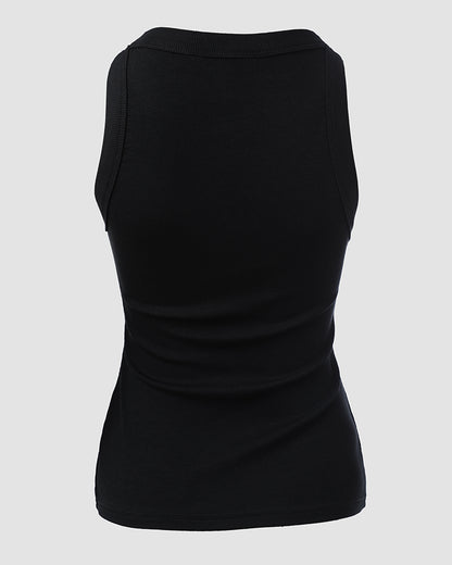 O-Neck Sleeveless Basic Slim Fit Skinny Tank Casual Top(Without Pads)