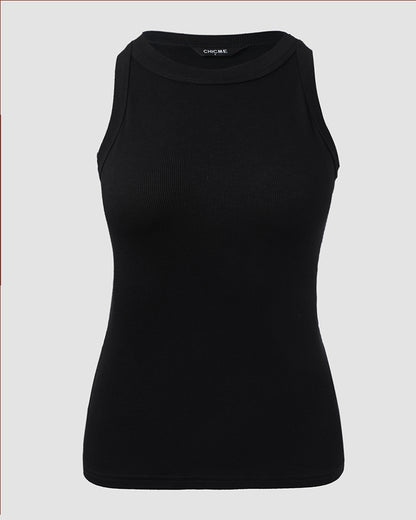 O-Neck Sleeveless Basic Slim Fit Skinny Tank Casual Top(Without Pads)