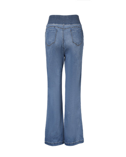 ChicMe CurveEase Back Shirred Button Front High Waist Jeans Skinny Flared Denim Jeggings