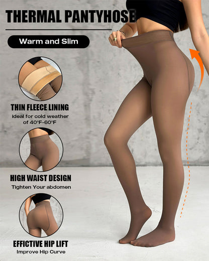 ChicMe ShapeLift 2-Piece Magic Fleece Lined Leggings Tight Thin Fleece Thermal Pantyhose Warm Leggings£¨Size Regular/Large/Extra Large£©
