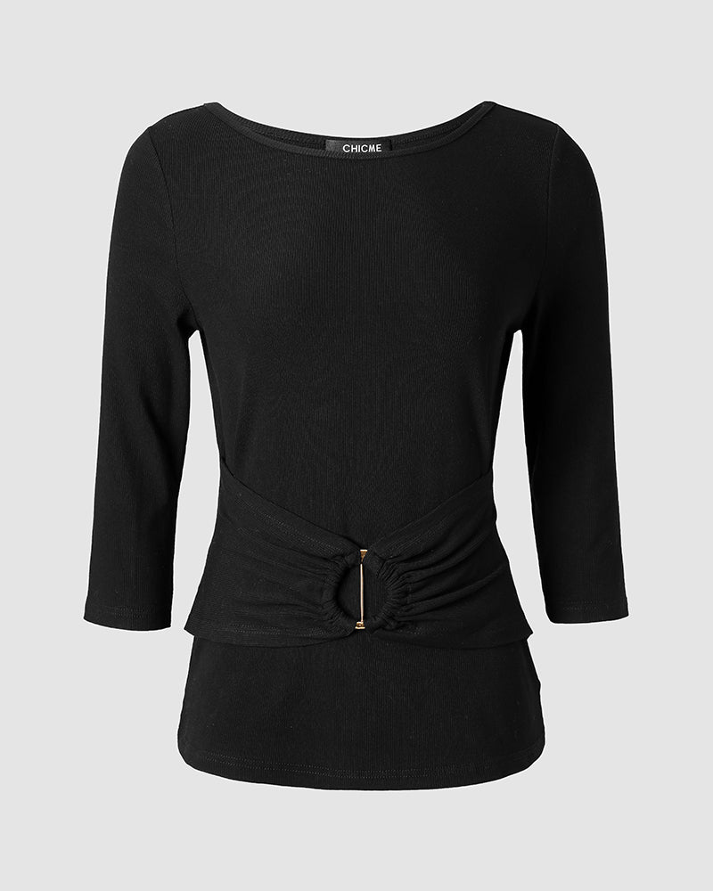 CHICMELIVE Womens Boat Neck Tops 3/4 Sleeve Tee Dressy Casual Shirts