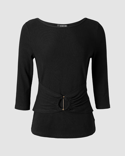 CHICMELIVE Womens Boat Neck Tops 3/4 Sleeve Tee Dressy Casual Shirts