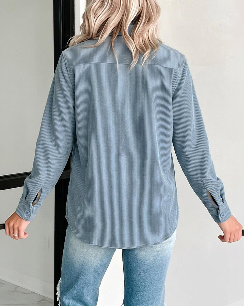 CHICMELIVE Women's Corduroy Plaid Shacket Two-Way Reversible Jacket