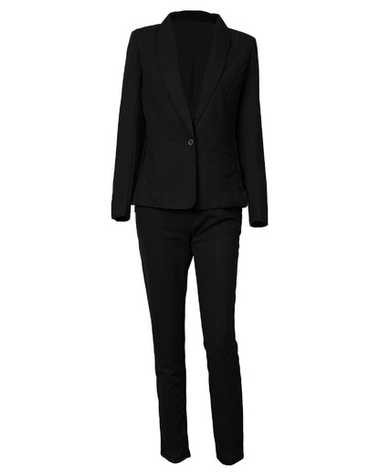 2 Pieces Outfit Shawl Collar Single Breasted Pockets Design Blazer Coat and Drawstring Elastic Waist Slim Fit Pants Set