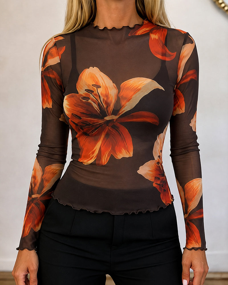 CHICMELIVE Womens Sheer Mesh Tops Going Out See Through Shirt