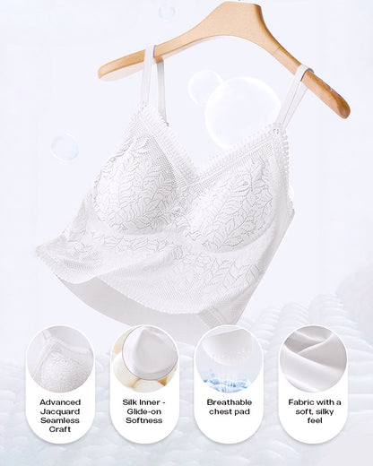 Lace V-Neck Adjustable Spaghetti Strap Bralette Camisoles Sexy Soft Crop Cami Top