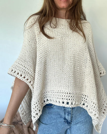 Solid Batwing Sleeve Hollow-out Crochet Pattern Top Casual Cover Up