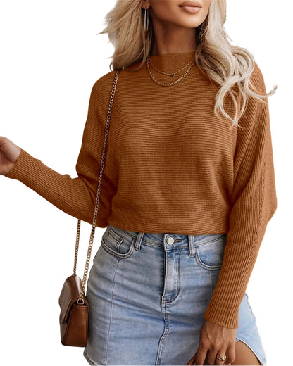 CHICMELIVE Womens Fall Boatneck Long Batwing Sleeve Sweaters