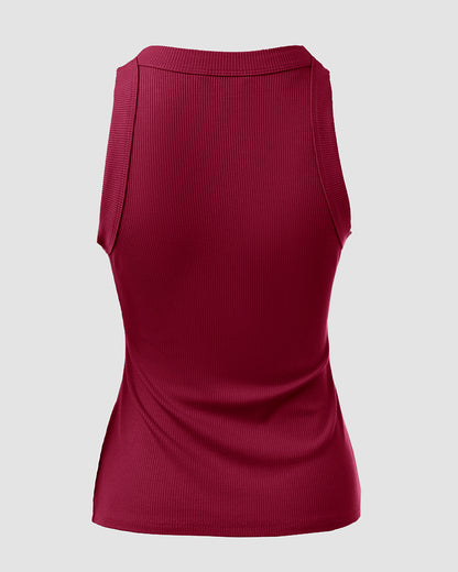 O-Neck Sleeveless Basic Slim Fit Skinny Tank Casual Top(Without Pads)