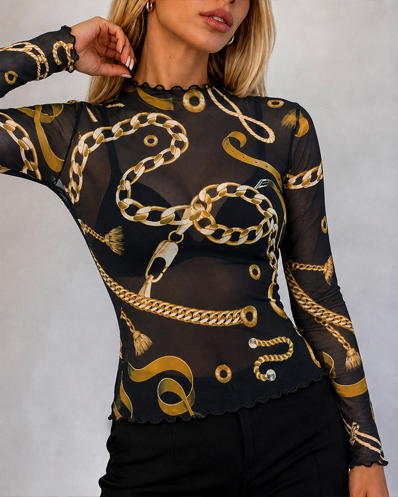 CHICMELIVE Womens Sheer Mesh Tops Going Out See Through Shirt