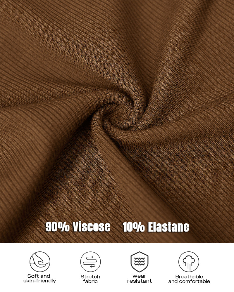 ChicMe Built-in Bra U-Neck Long Sleeve Ribbed Top
