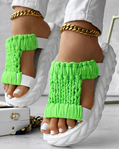 Braided Cutout Round Toe Casual Slippers