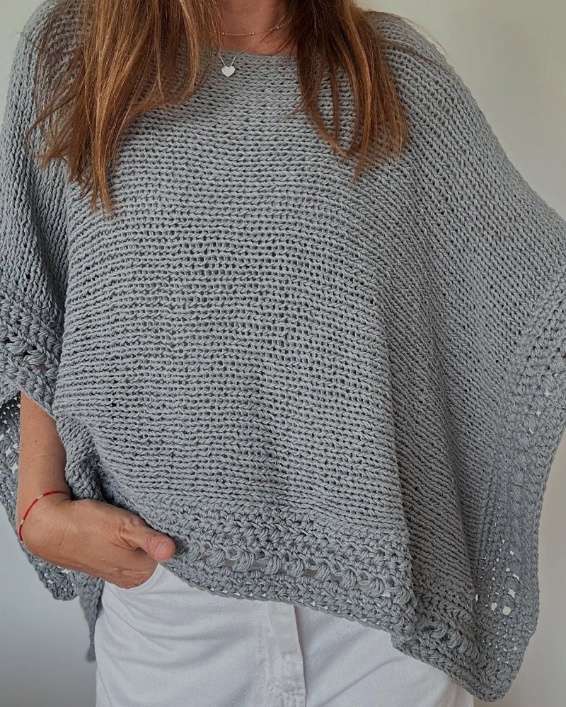Solid Batwing Sleeve Hollow-out Crochet Pattern Top Casual Cover Up