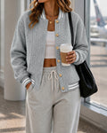 CHICMELIVE Women's Cable Knit Bomber Jacket Casual Button Down Cardigan