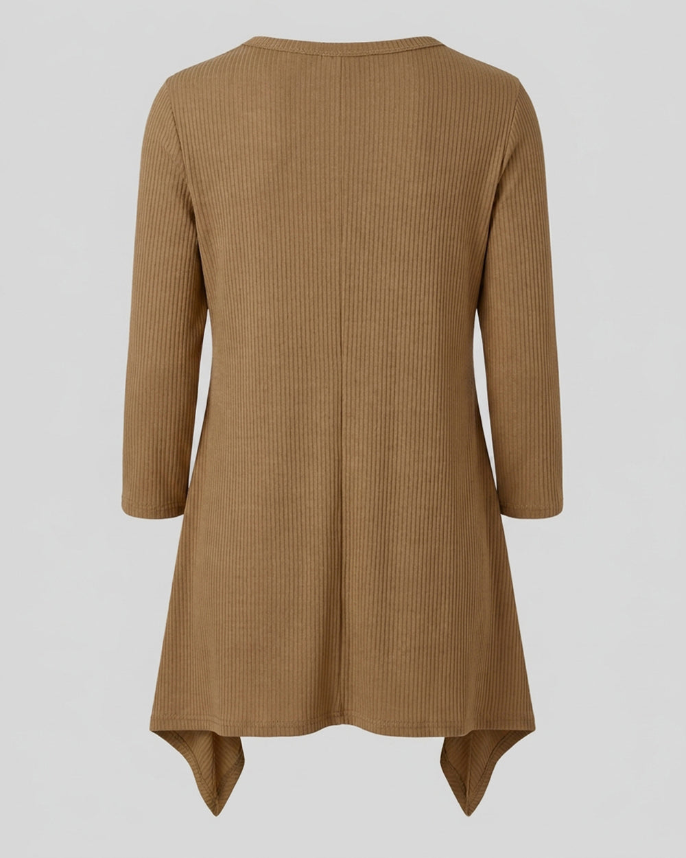 CHICMELIVE Womens 3/4 Sleeve Ribbed Tunic Asymmetrical Hem Loose Top
