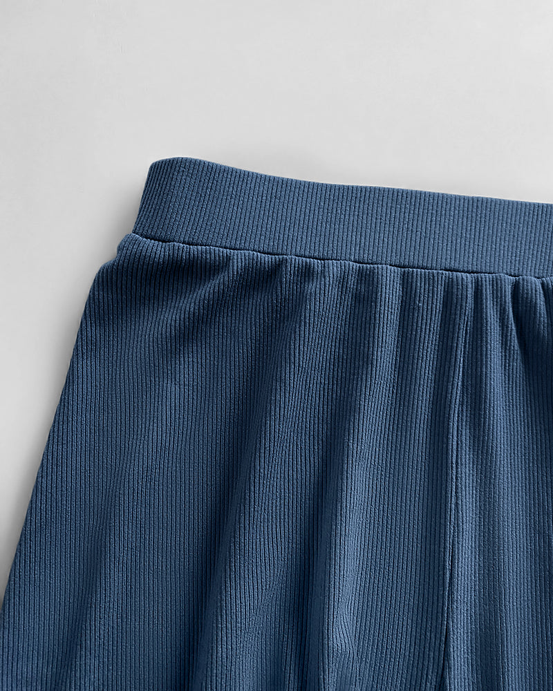 2 Pieces Outfit U-Neck Spaghetti Strap Cami Top and Elastic Waist Wide Leg Pants Set Casual Ribbed Set