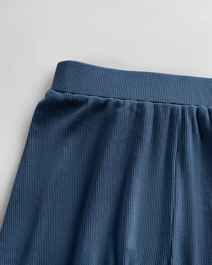 2 Pieces Outfit U-Neck Spaghetti Strap Cami Top and Elastic Waist Wide Leg Pants Set Casual Ribbed Set
