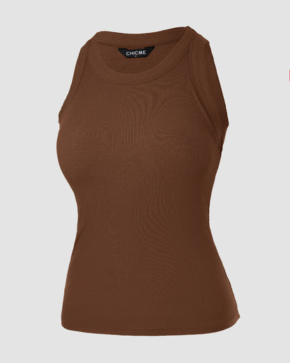 CHICMELIVE Women's High Neck Ribbed Tank Top Cami