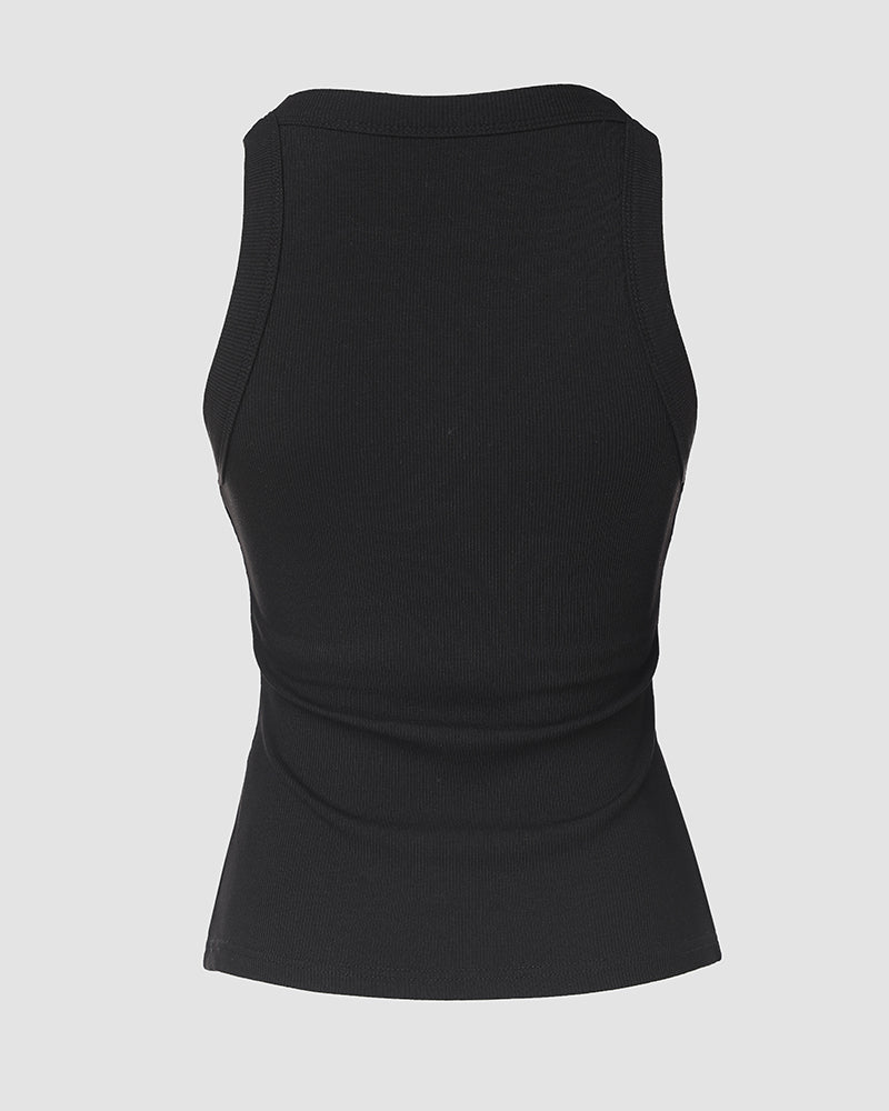 ChicMe Built-in Bra 2 Piece Athletic Tank Tops for Women Ribbed Tank Top