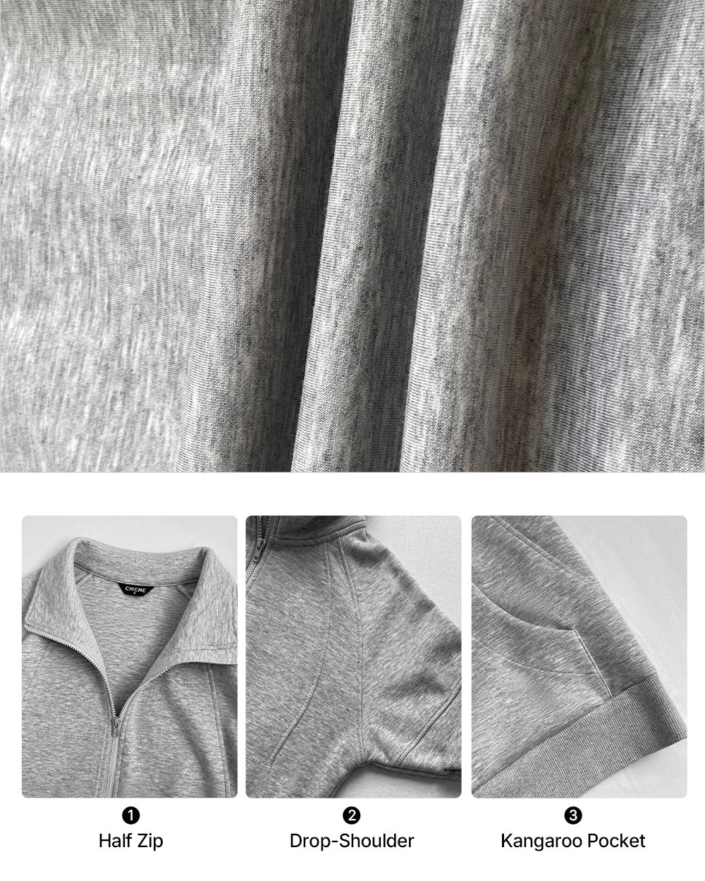 CHICMELIVE Women's Half Zip Sweatshirt Stand Collar Pullover with Pockets