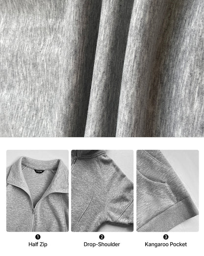 CHICMELIVE Women's Half Zip Sweatshirt Stand Collar Pullover with Pockets