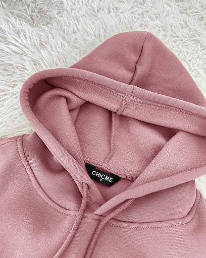 2 Pieces Outfit Kangaroo Pocket Thermal Lined Drawstring Hoodie Sweatshirt and Casual Elastic Waist Cinched Ribbed Cuffs Sporty Sweatpants Set
