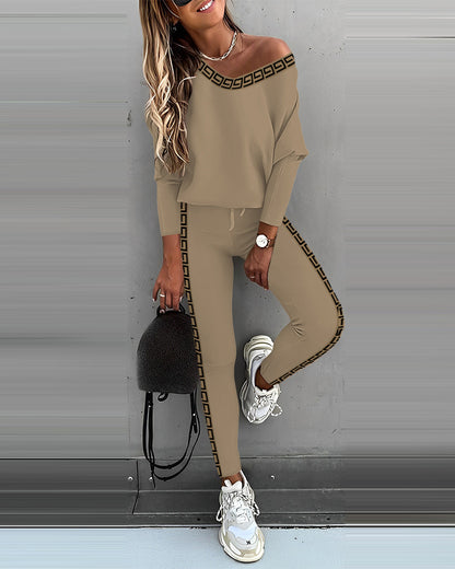 Geo Tape Patch Gigot Sleeve Top & Pants Set