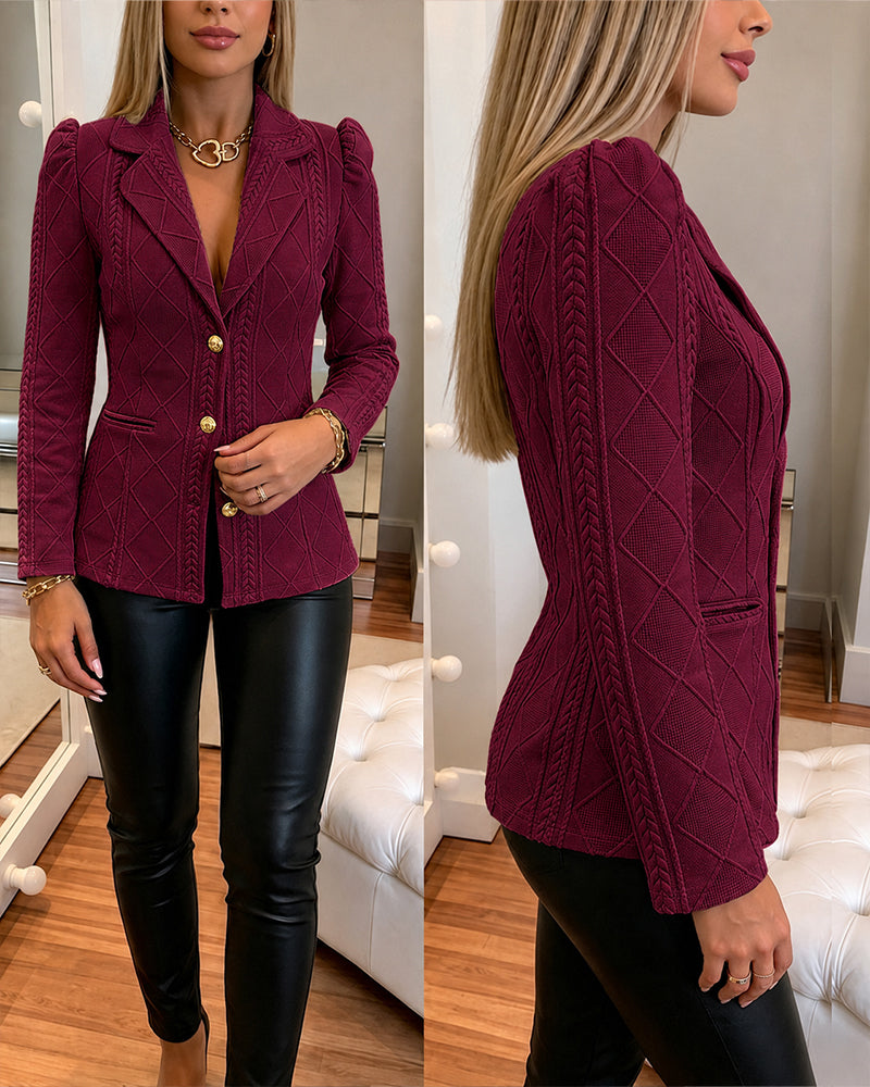 CHICMELIVE Women's Argyle Knit Blazer Jacket